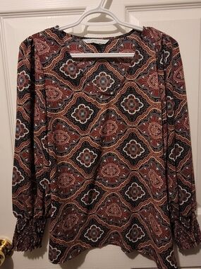 Cleo Rust & Black Paisley Print Blouse